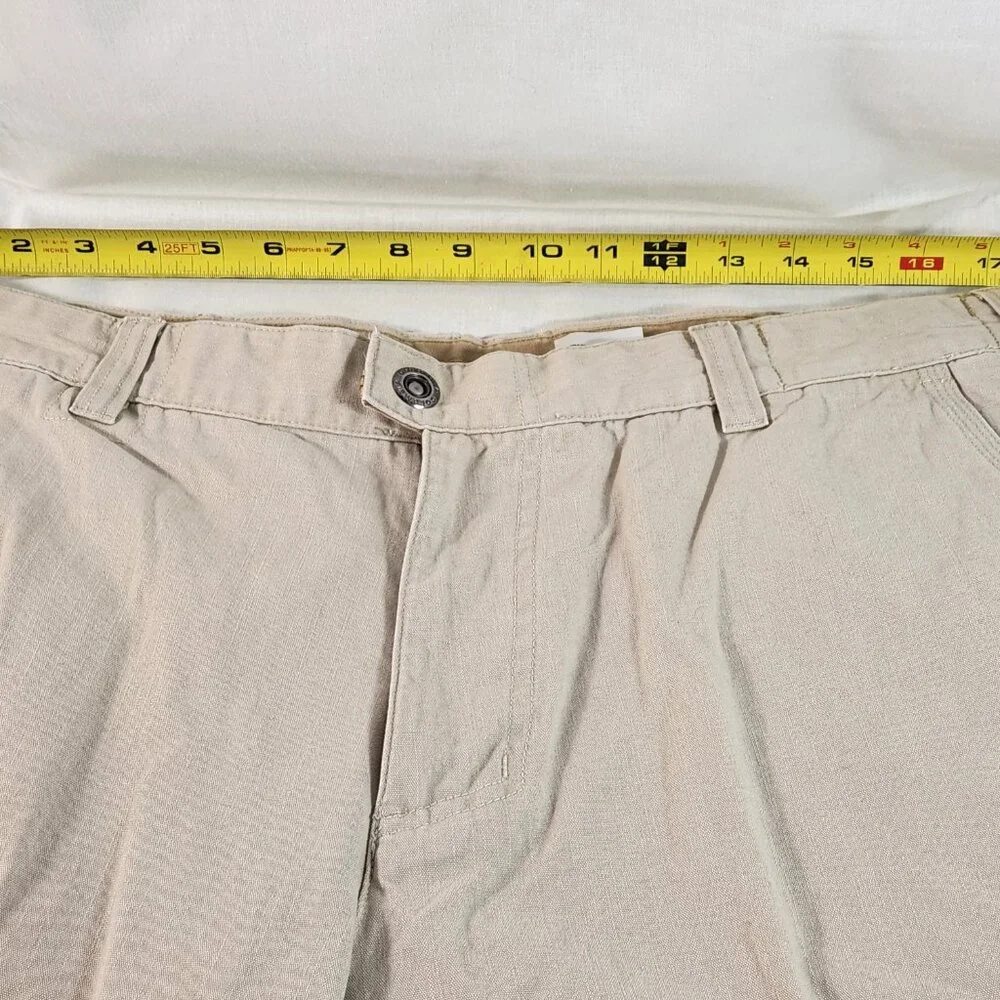 Columbia Outdoor Mens Cotton Khaki Pants Sz 36 (Actual 35) Snap Button Belted - Picture 2 of 12